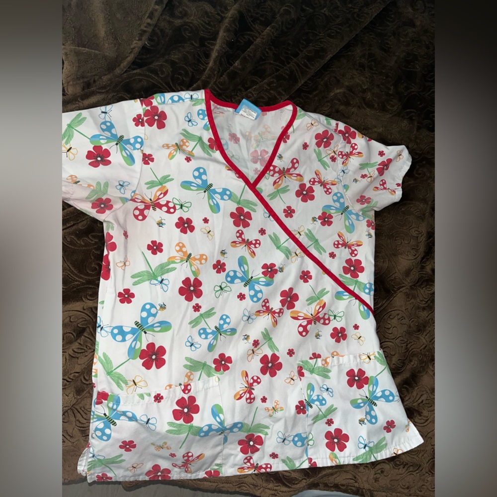 Print scrubs! Super comfortable, and slimming.